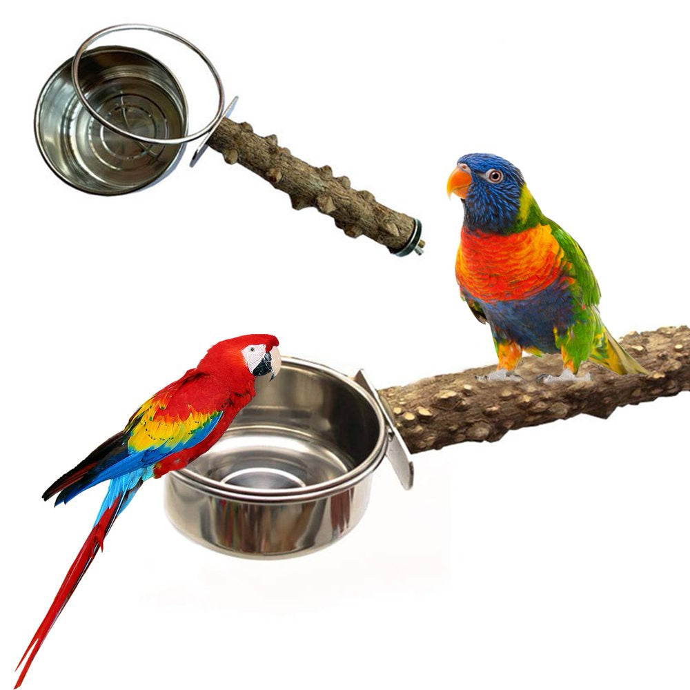 Bird Parrot Feeder Food Water Feeding Bowl Pet Cage Drinking Cups Parrot Perch Stand with Food Water Bowl Animals & Pet Supplies > Pet Supplies > Bird Supplies > Bird Cages & Stands pakewalm