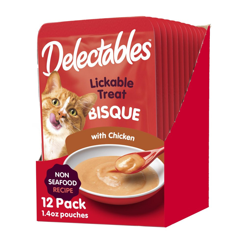 Hartz Delectables Bisque Non-Seafood Lickable Wet Cat Treats, Chicken - 1.4Oz, One Pouch Animals & Pet Supplies > Pet Supplies > Cat Supplies > Cat Treats Hartz Mountain Corp Chicken 12