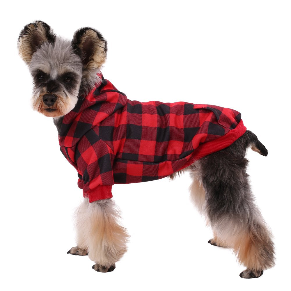 Kuoser Dog Hoodie , Classic Plaid Pet Clothes for Small Medium Dogs Cats Animals & Pet Supplies > Pet Supplies > Dog Supplies > Dog Apparel Kuoser
