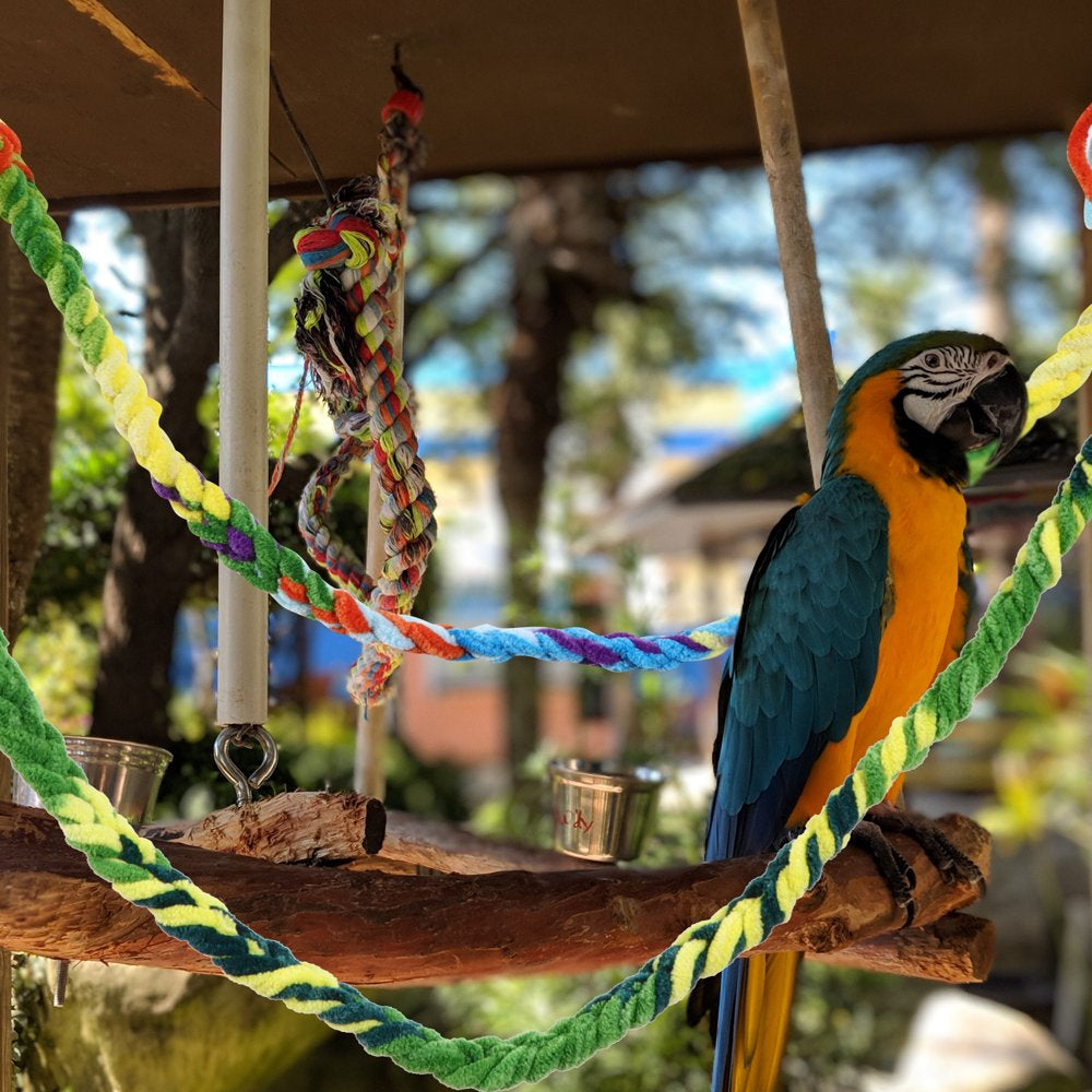 Etereauty Parrot Bird Swing Rope Cage Ladder Stand Spiral Birds Perch Bungee Climbing Chewing Toys Hangings Hammock Plaything Animals & Pet Supplies > Pet Supplies > Bird Supplies > Bird Ladders & Perches ETEREAUTY