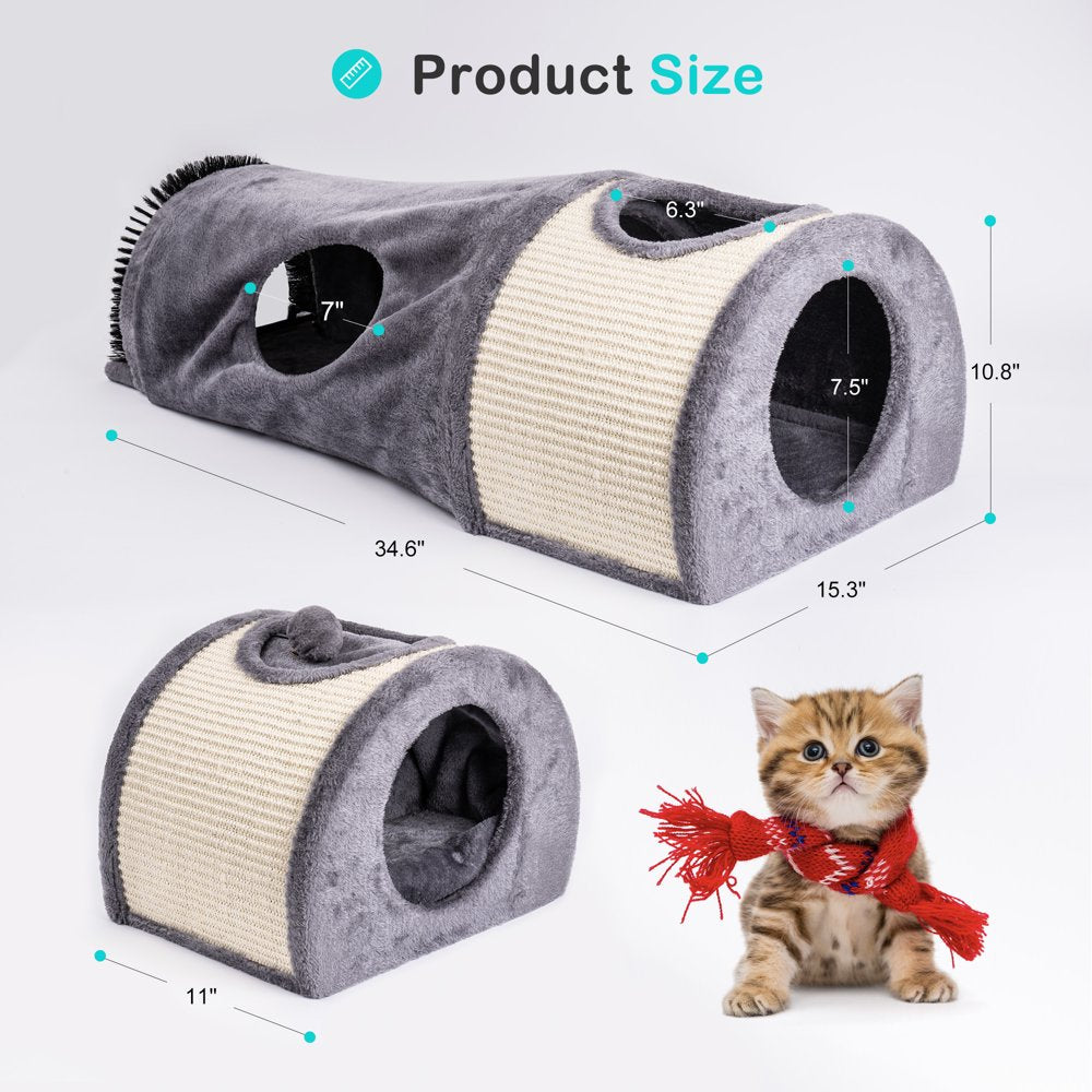 Cat Tunnel Bed Inlife Cat Scratching Bed with Self Groomer Massager Plush Balls Collapsible for Indoor Cats Animals & Pet Supplies > Pet Supplies > Cat Supplies > Cat Beds Inlife