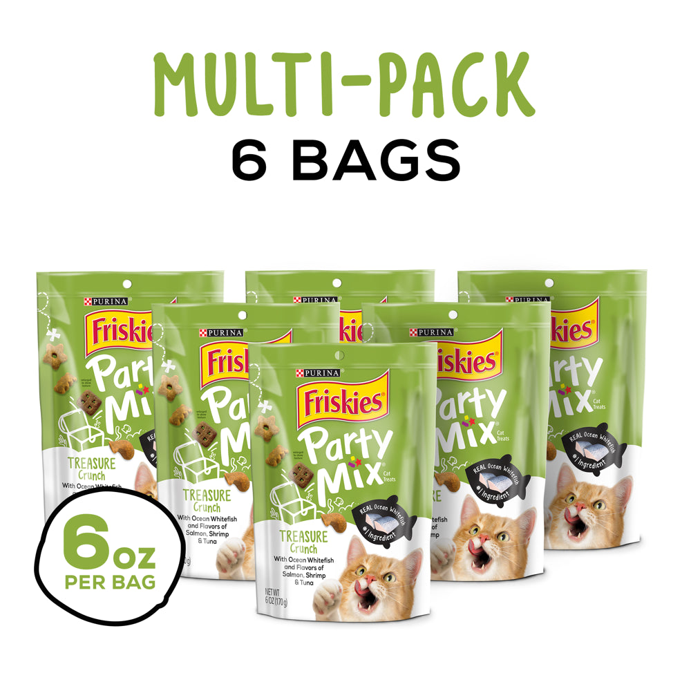 Friskies Cat Treats, Party Mix Treasure Crunch - (6) 6 Oz. Pouches Animals & Pet Supplies > Pet Supplies > Cat Supplies > Cat Treats Nestlé Purina PetCare Company