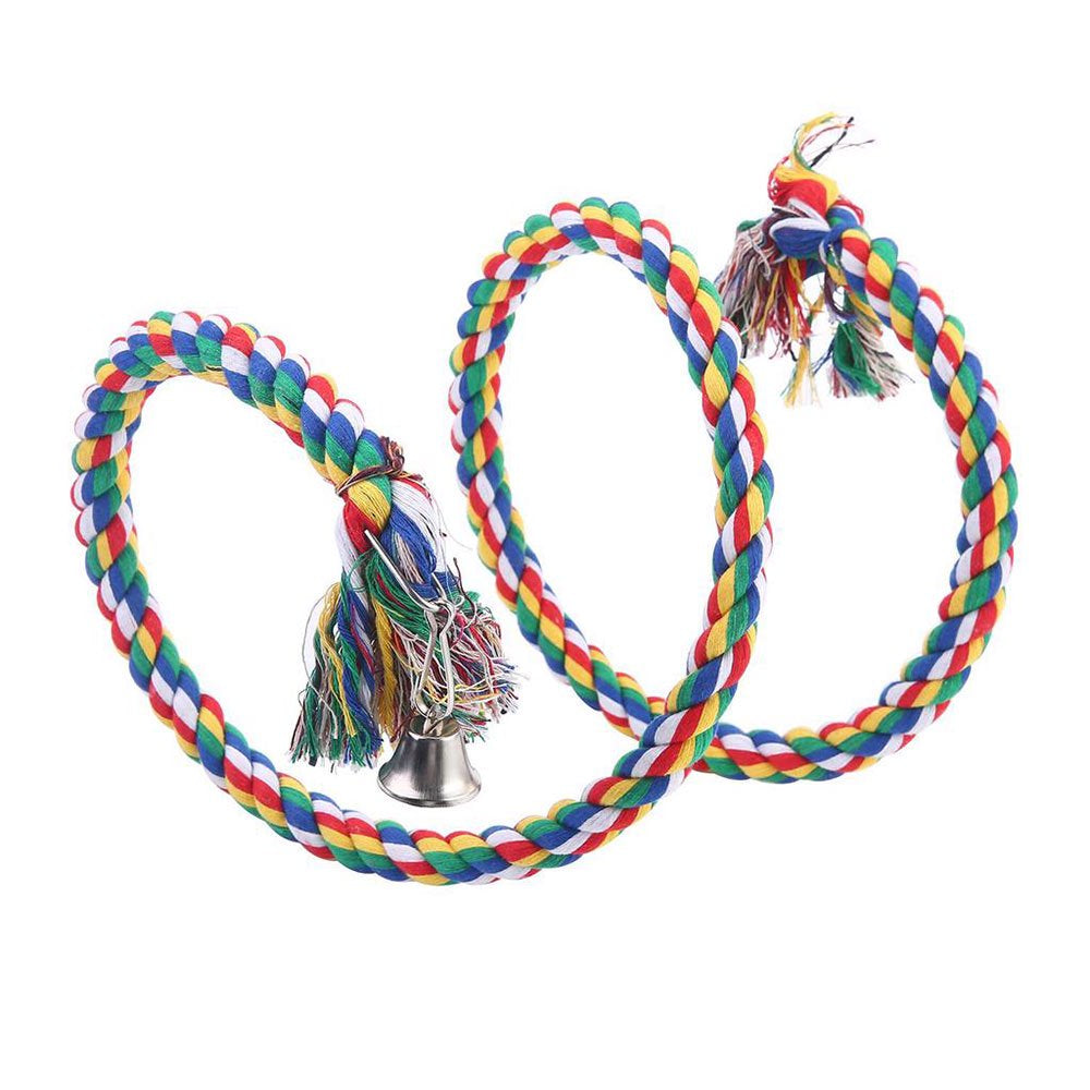 Parrot Rope Toy with Bell Braided Parrot Chew Rope Bird Cage Cockatiel Toy Pet Bird Training Accessories Pet Plaything Supplies Animals & Pet Supplies > Pet Supplies > Bird Supplies > Bird Cage Accessories FebMiss