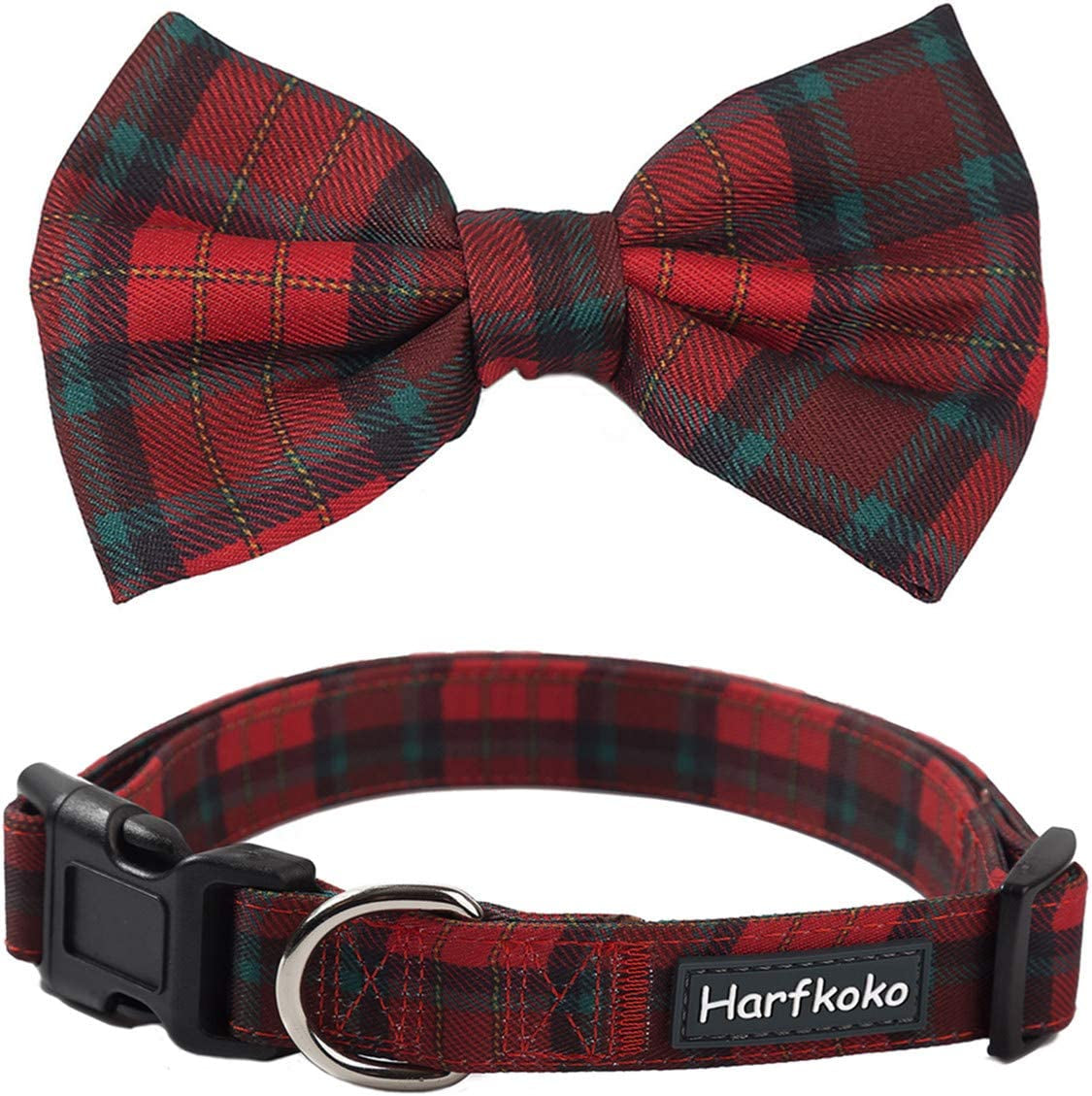Pet Heroic Pet Dog Cat Collar with Grid Bow Tie, Adjustable Plaid Pet Dogs Cats Comfortable Durable Bowtie Collars for Small Medium Large Dogs Cats in 3 Styles Animals & Pet Supplies > Pet Supplies > Dog Supplies > Dog Apparel NingBo Pet Heroic supply co.,ltd Red-grid L