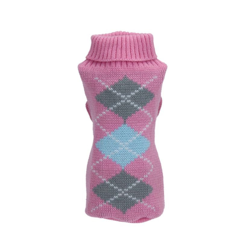 Dog Pet Clothes Jacquard Knitted Plaid Puppy Sweater Pet Jumper Coat Apparel Dog Clothes Animals & Pet Supplies > Pet Supplies > Dog Supplies > Dog Apparel Funcee L Pink