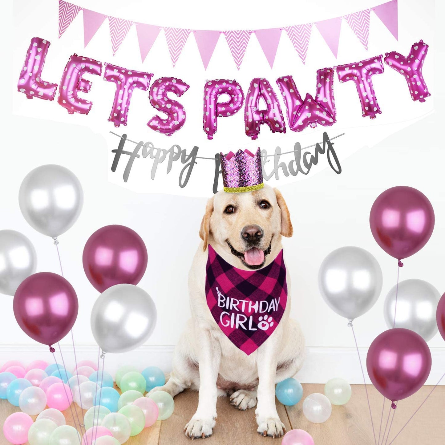 STMK Dog Birthday Bandana, Dog Birthday Girl Bandana Triangle Scarf for Dog Puppy Birthday Animals & Pet Supplies > Pet Supplies > Dog Supplies > Dog Apparel STMK