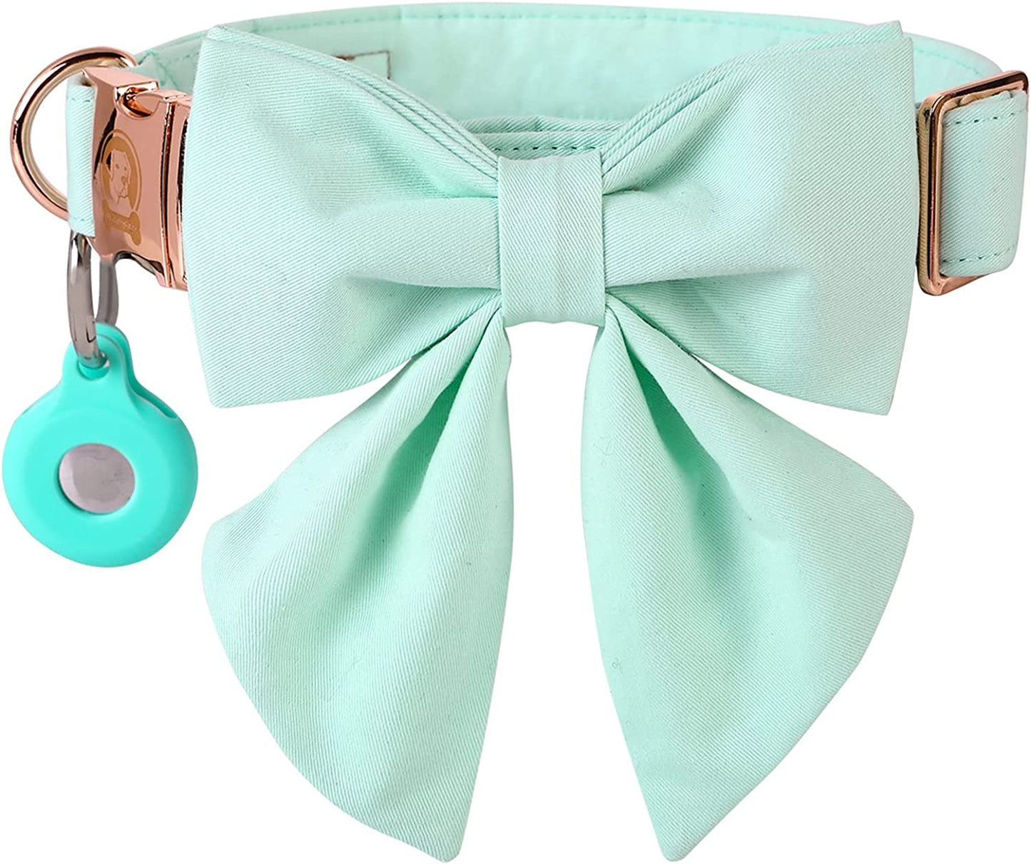 MR. CHUBBYFACE Dog Collar with Bow Adjustable Pink Girl Boy Dog Collar Sailor Bow Tie Cute Airtag Dog Collar for Small Medium Large Dogs Animals & Pet Supplies > Pet Supplies > Dog Supplies > Dog Apparel MR. CHUBBYFACE TURQUOISE L