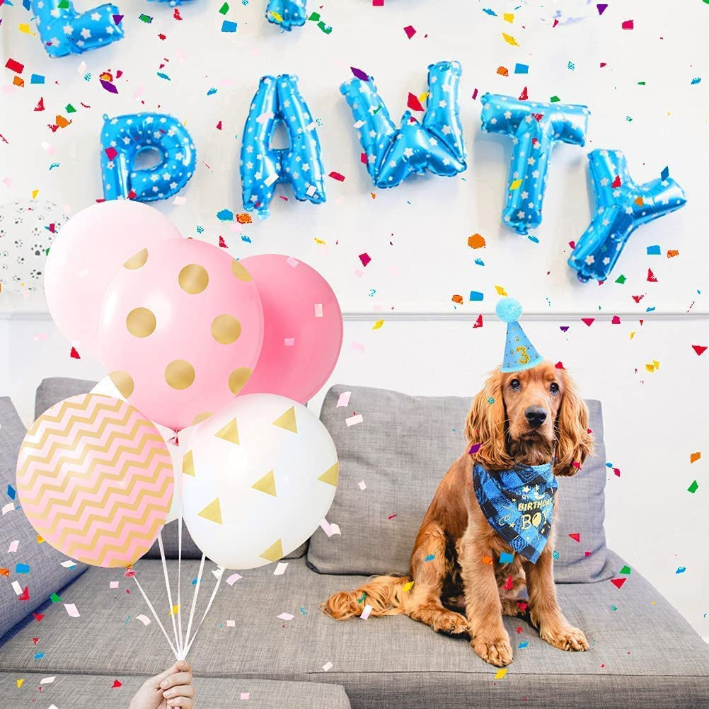 Mihachi Dog Birthday Party Supplies - Dog Birthday Bandana and Dog Hat with Number, Birthday Boy Triangle Scarf for Dog Birthday Decoration Gift for Small Medium Dogs Pets Animals & Pet Supplies > Pet Supplies > Dog Supplies > Dog Apparel Mihachi