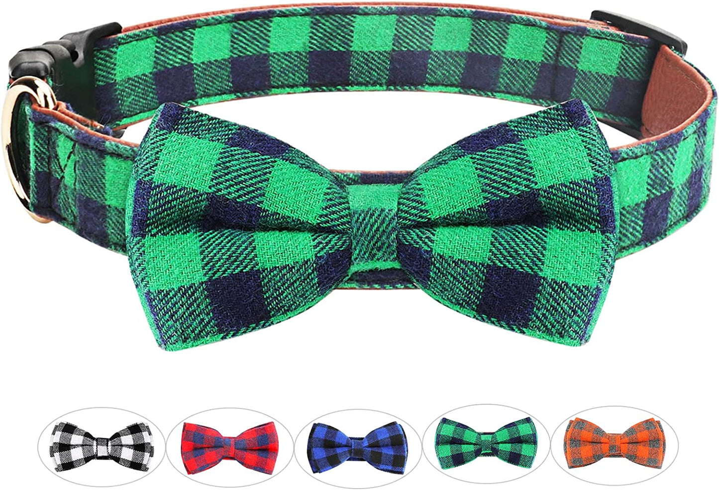Dog Bow Tie Collar, Funow Plaid Bow Tie Dog Collar Unique Buckle Soft Comfortable, Adjustable Comfy Bowtie for Small Medium Large Dogs Cats Pets Durable Cotton Best Gift Cute Bowtie Detachable S Red Animals & Pet Supplies > Pet Supplies > Dog Supplies > Dog Apparel Funow Green youth large / 11-13