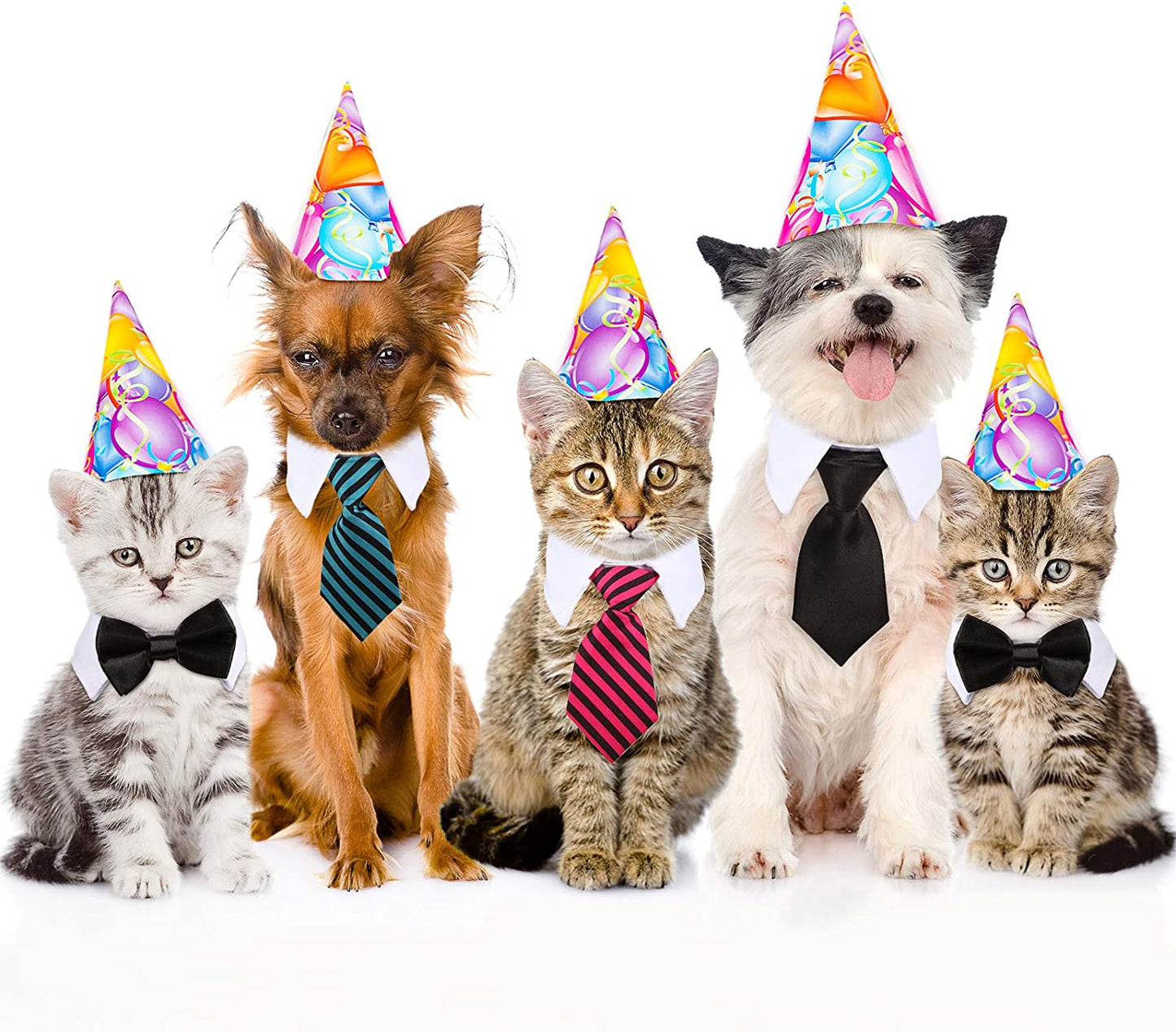 4 Pieces Adjustable Pets Dog Cat Bow Tie Pet Formal Tuxedo Costume Necktie Collar Stripes for Small Dogs Cats (S) Animals & Pet Supplies > Pet Supplies > Dog Supplies > Dog Apparel Syhood