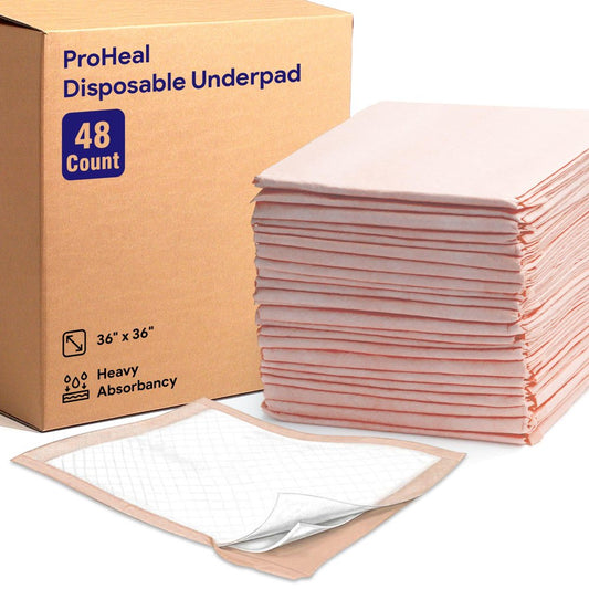 Proheal Disposable Underpads (48 Pack) Heavy Absorbency 36" X 36" - Incontinence Chux Bed Pads Animals & Pet Supplies > Pet Supplies > Dog Supplies > Dog Diaper Pads & Liners ProHeal 48  