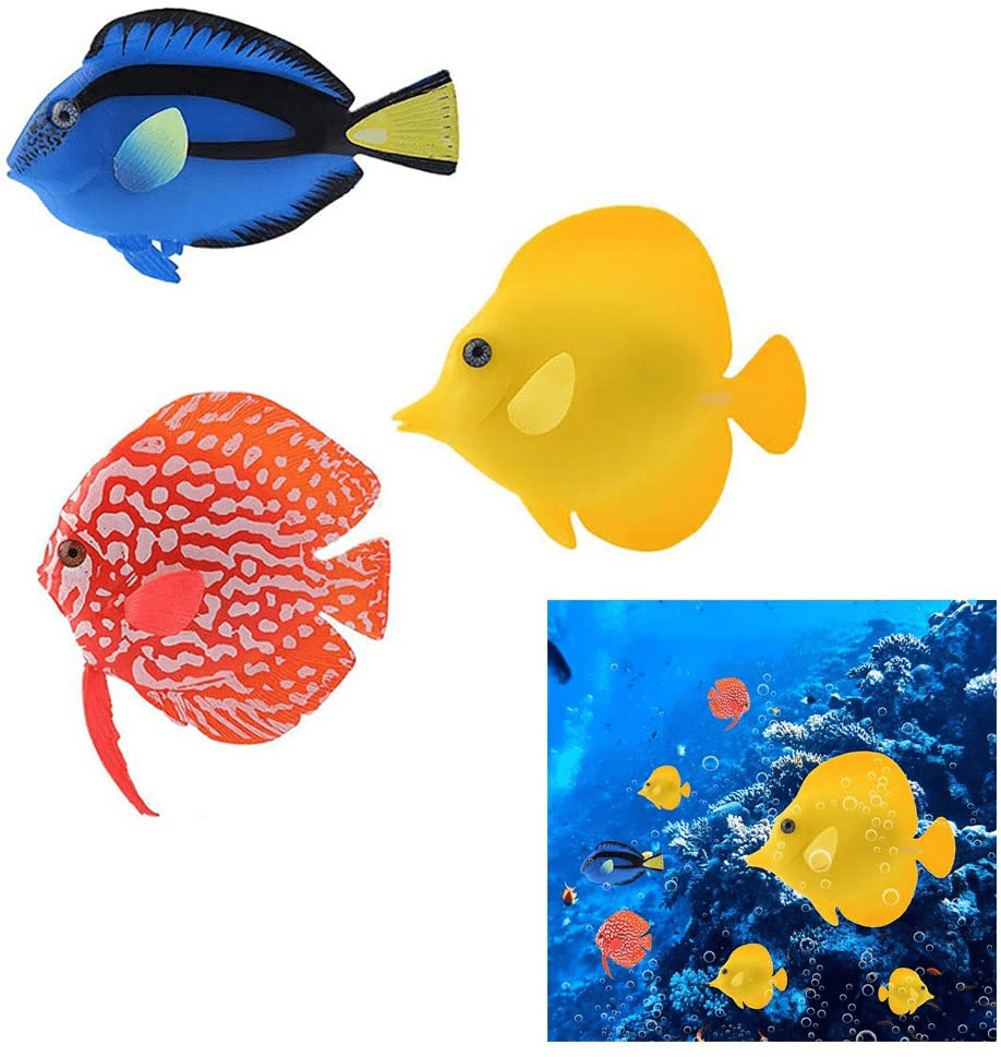 3pcs Poisson Artificiel Aquarium Silicone Flottant Clownfish