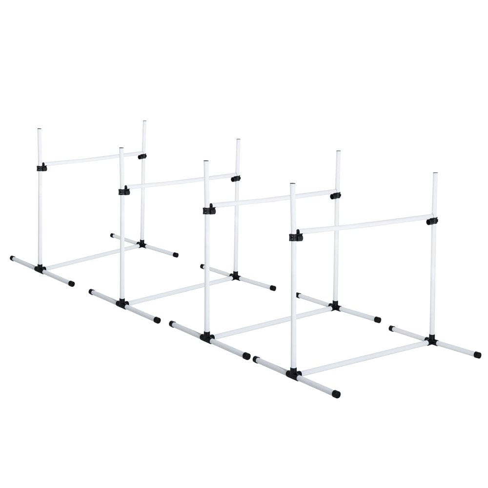 4 Piece Dog Starter Kit with Adjustable Height Jump Bars, Included Carry Bag, & Displacing Bar - Blue Animals & Pet Supplies > Pet Supplies > Dog Supplies > Dog Treadmills Tomshine White