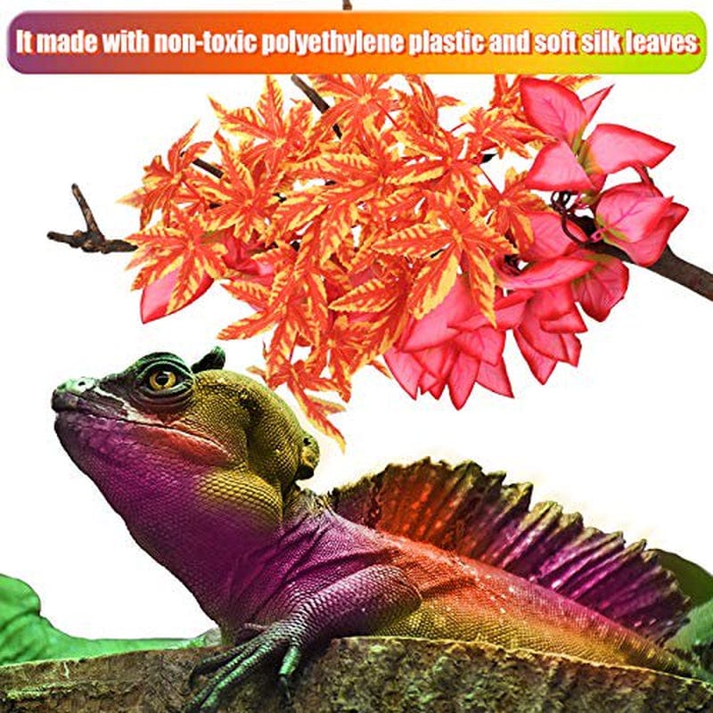 4 Pieces Artificial Reptile Plants Lifelike Reptiles Terrarium Leaves Plastic Reptile Habitats Plant Amphibian Hanging Plants Decorations with Suction Cups for Hermit Crab Lizards Geckos Sna Animals & Pet Supplies > Pet Supplies > Reptile & Amphibian Supplies > Reptile & Amphibian Habitats WILLBOND
