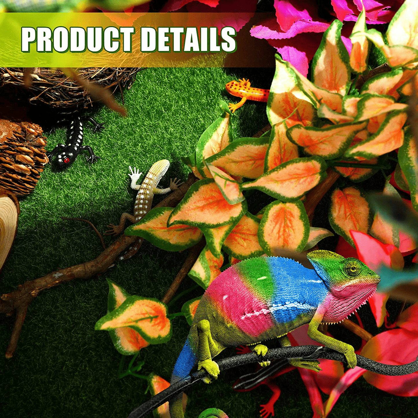4 Pieces Artificial Reptile Plants Lifelike Reptiles Terrarium Leaves Plastic Reptile Habitats Plant Hanging Silk Terrarium Plant Decorations with Suction Cups for Hermit Crab Lizards Geckos Snake Animals & Pet Supplies > Pet Supplies > Reptile & Amphibian Supplies > Reptile & Amphibian Habitats WILLBOND