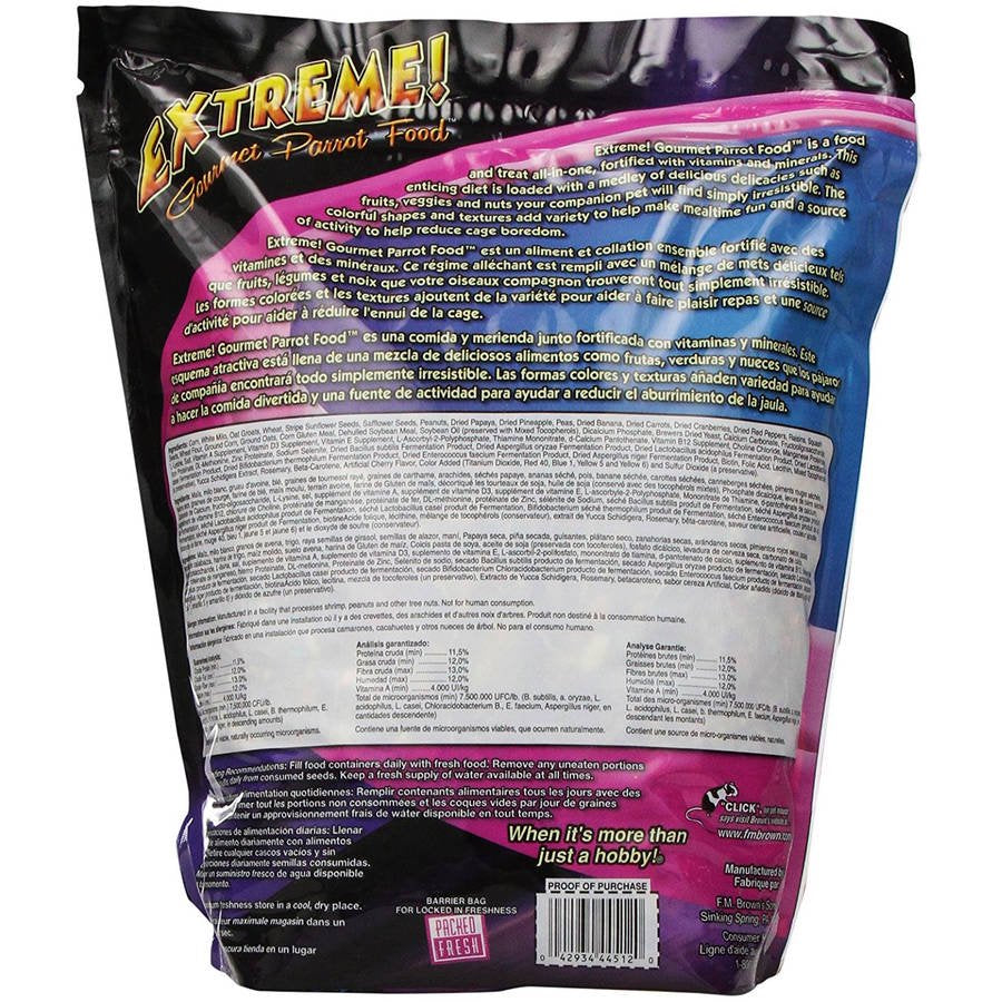 F.M. Brown Extreme Gourmet Parrot Food, 5 Lbs Animals & Pet Supplies > Pet Supplies > Bird Supplies > Bird Treats Generic