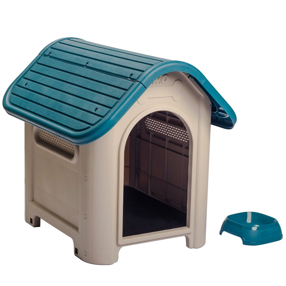 MQ Dog House with Bowl for Small Medium and Breeds, Espresso, Beige Animals & Pet Supplies > Pet Supplies > Dog Supplies > Dog Houses Inval Turquoise/Beige
