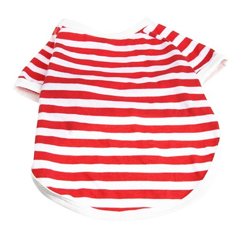 Ayyufe Summer Pet Puppy Small Dog Cat Strip Style Casual Apparel Clothes Vest T Shirt Animals & Pet Supplies > Pet Supplies > Dog Supplies > Dog Apparel AYYUFE L Red
