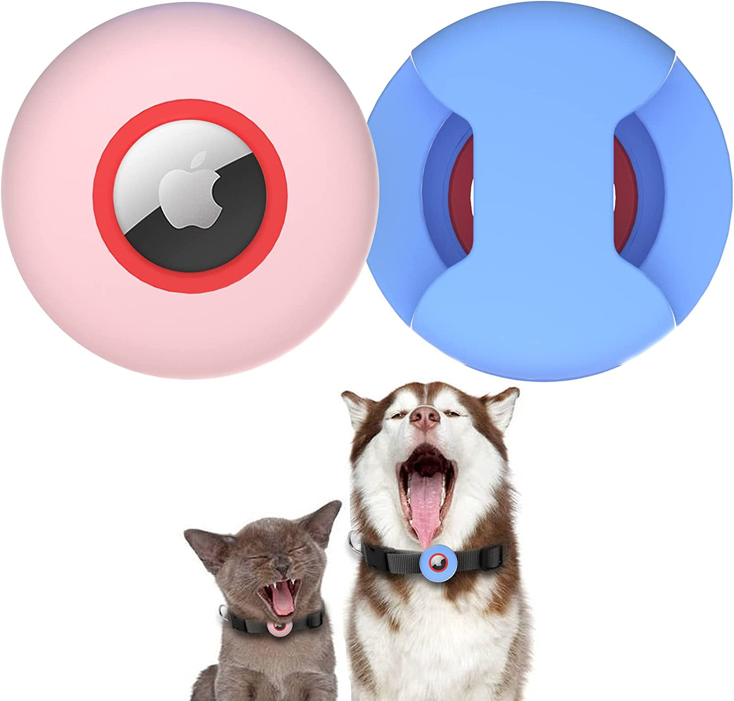 Airtag Dog Cat Collar, 2 Size (1.0 & 5/8 Inch) in One Design Fits Large Medium Small Pet Collars, Slide on Air Tag Protective Case Cover Compatible with Apple Airtag GPS Bluetooth Tracker (2 Luminous) Electronics > GPS Accessories > GPS Cases SimpleThings pink&nightblue