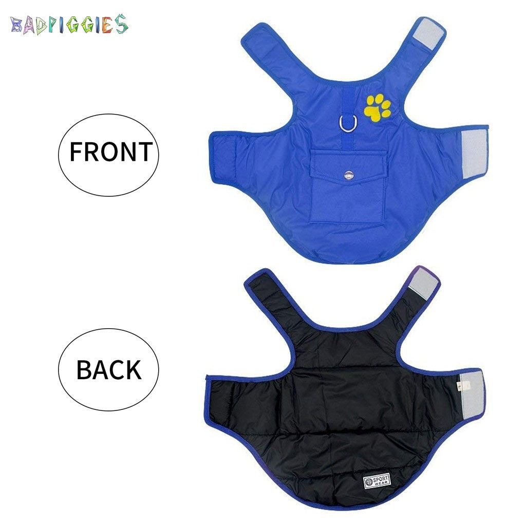 Badpiggies Double Sides Dog Vest Coat Winter Waterproof Pet Jacket for Small Medium Large Dogs (S, Blue) Animals & Pet Supplies > Pet Supplies > Dog Supplies > Dog Apparel BadPiggies
