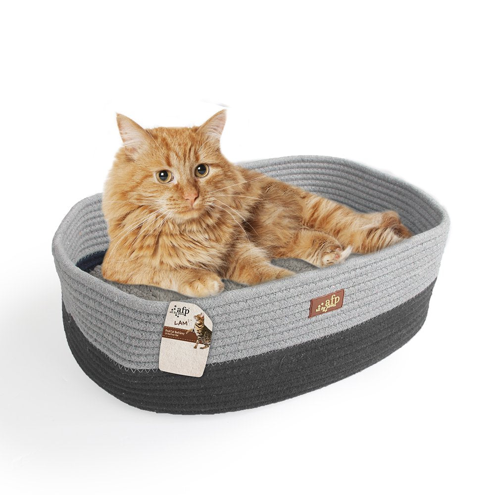 All for Paws Oval Cat Bed with Special Weaving Design, Super Soft Durable Pet Bed with Firm Breathable Cotton Animals & Pet Supplies > Pet Supplies > Cat Supplies > Cat Beds All For Paws Gray