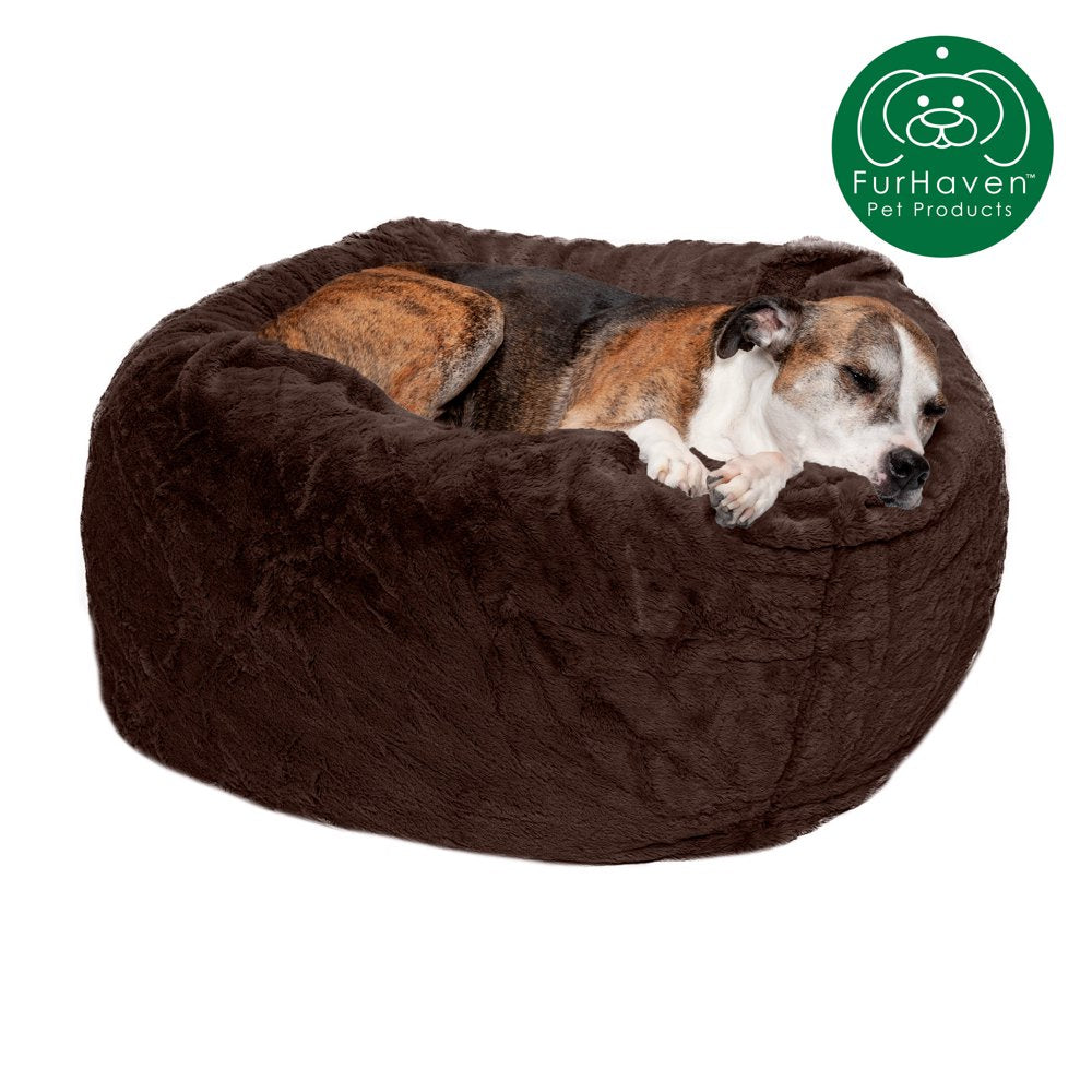 Furhaven Pet Products round Plush Ball Pet Bed for Dogs & Cats, Espresso, Extra Large Animals & Pet Supplies > Pet Supplies > Cat Supplies > Cat Beds FurHaven Pet L Espresso