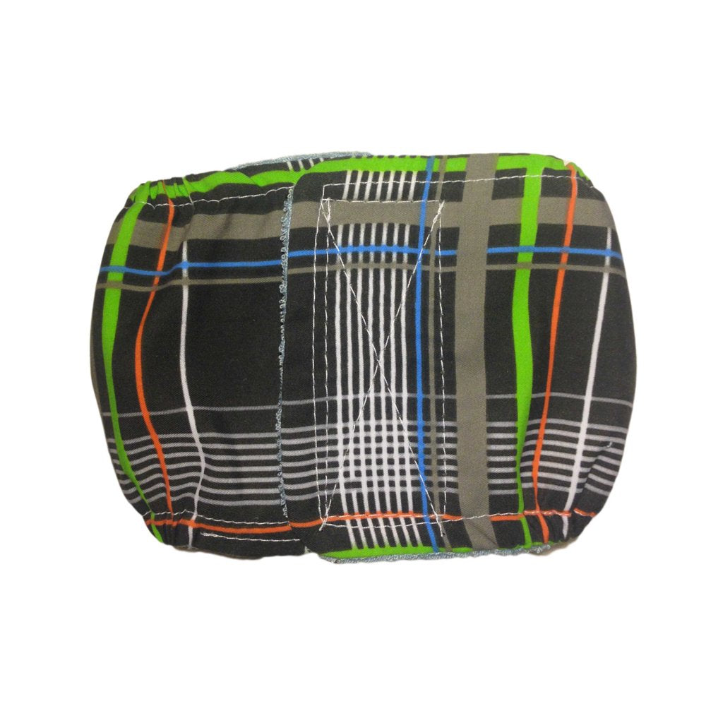 Barkertime Gray Plaid Neon Stripes Washable Dog Belly Band Male Wrap - Made in USA Animals & Pet Supplies > Pet Supplies > Dog Supplies > Dog Diaper Pads & Liners Barkertime XXL  