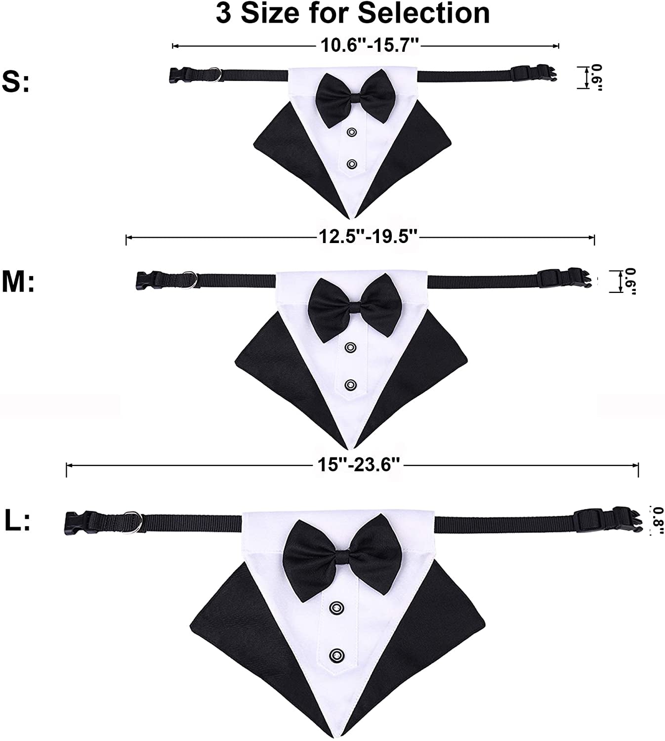 ADOGGYGO Formal Dog Tuxedo Wedding Dog Bandana Collar Dog Collar with Bow Tie Adjustable Dog Bowtie Collar Bandana for Small Medium Large Dog Pet (Large, Black) Animals & Pet Supplies > Pet Supplies > Dog Supplies > Dog Apparel ADOGGYGO