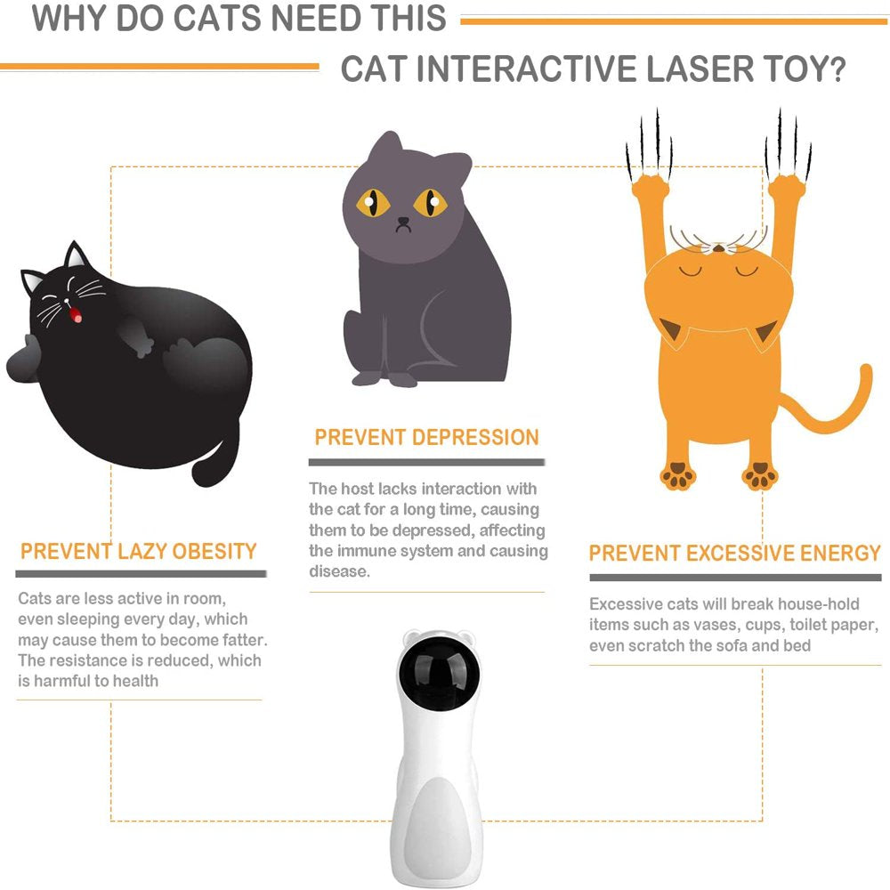 Cat Laser Toy Automatic Interactive Toys for Cats Kitten Dogs USB Charging and Battery Powered 5 Random Pattern Fast Slow Light Flashing Model Animals & Pet Supplies > Pet Supplies > Cat Supplies > Cat Toys TiokMc