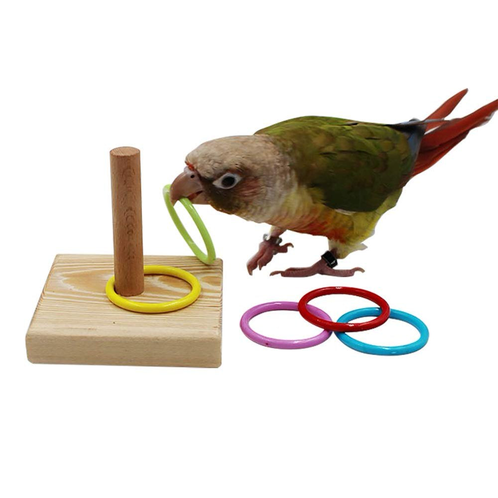 QBLEEV Bird Toys, Bird Trick Tabletop Toys, Training Basketball Stacking Color Ring Toys Sets, Parrot Chew Ball Foraing Toys, Education Play Gym Playground Activity Cage Foot Toys Animals & Pet Supplies > Pet Supplies > Bird Supplies > Bird Gyms & Playstands QBLEEV ring toys