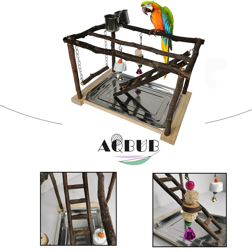Parrot Game Rack Bird Play Gym Parrot Playground Wooden Perch Climbing Swing Ladder Chew Toy Feeding Cup Fitness Center Parrot Couple Animals & Pet Supplies > Pet Supplies > Bird Supplies > Bird Ladders & Perches KOL PET