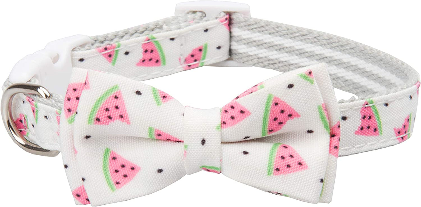 Gyapet Dog Collar with Bow Tie Snap Puppy Boy & Girl Adjustable Cute Pattern Small Medium Large Pet Green Avocado S Animals & Pet Supplies > Pet Supplies > Dog Supplies > Dog Apparel Gyapet D Watermelon-Collar S: W-0.6"/L-9.5"~13.5"