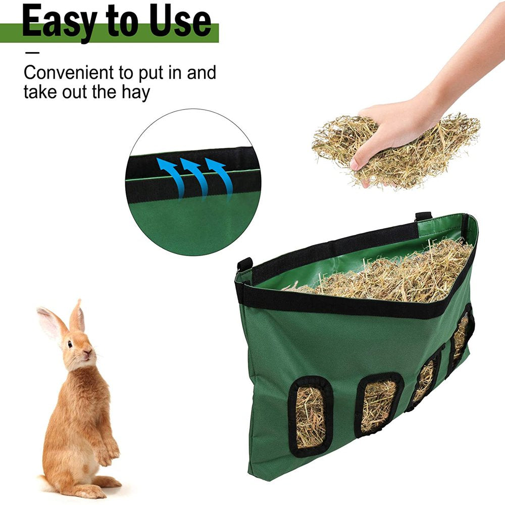 Ssawcasa 2PCS Rabbit Hay Feeder Bag,Hanging Guinea Pig Bunny Hay Bag with 4 Holes,Hanging Sack for Small Animals Feeding Supply (Green) Animals & Pet Supplies > Pet Supplies > Small Animal Supplies > Small Animal Food SSAWcasa