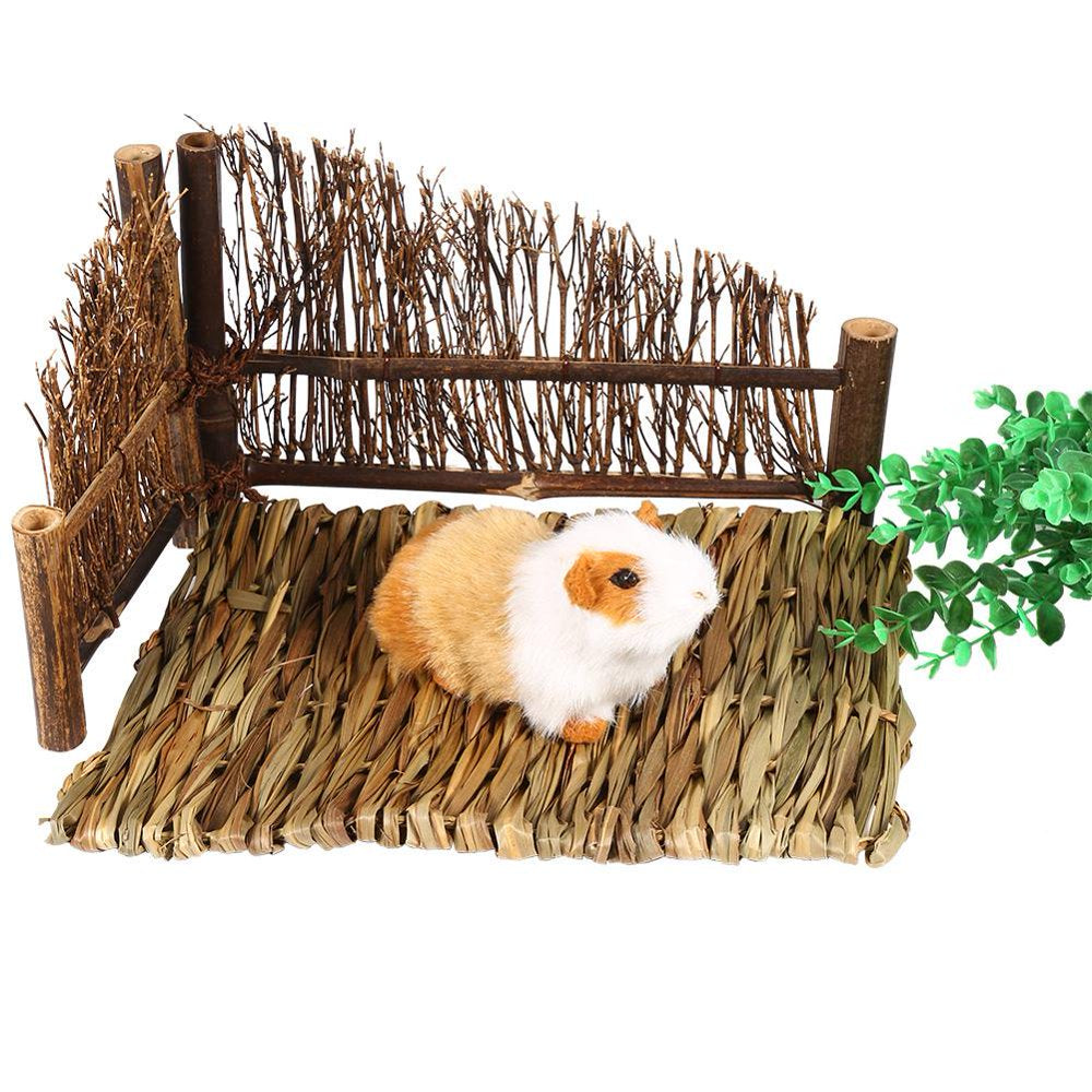 Mgaxyff Hamster Pad,Hamster Grass Mat,2Sizes Small Pet Animal Hamster Hand-Woven Grass Mat Rabbit Guinea-Pig Pad Animals & Pet Supplies > Pet Supplies > Small Animal Supplies > Small Animal Bedding Mgaxyff