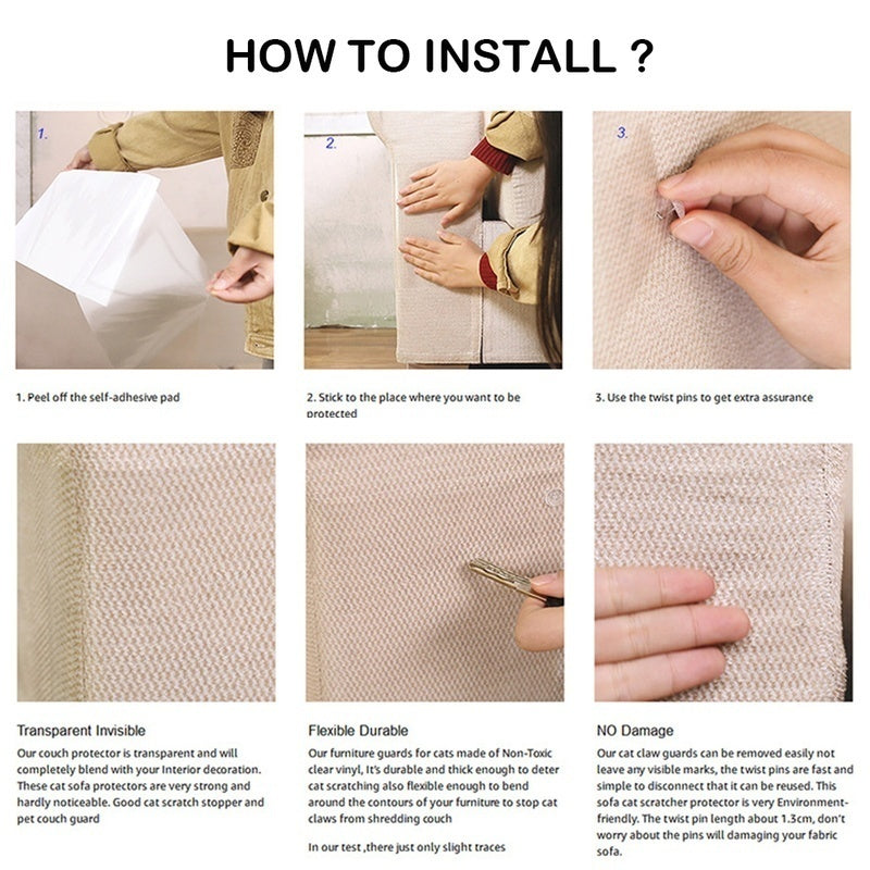 Each Set of 2/6/10 PCS Sofa Cat Guard Anti-Scratch Protection Sofa Furniture Animals & Pet Supplies > Pet Supplies > Cat Supplies > Cat Furniture HOTBEST