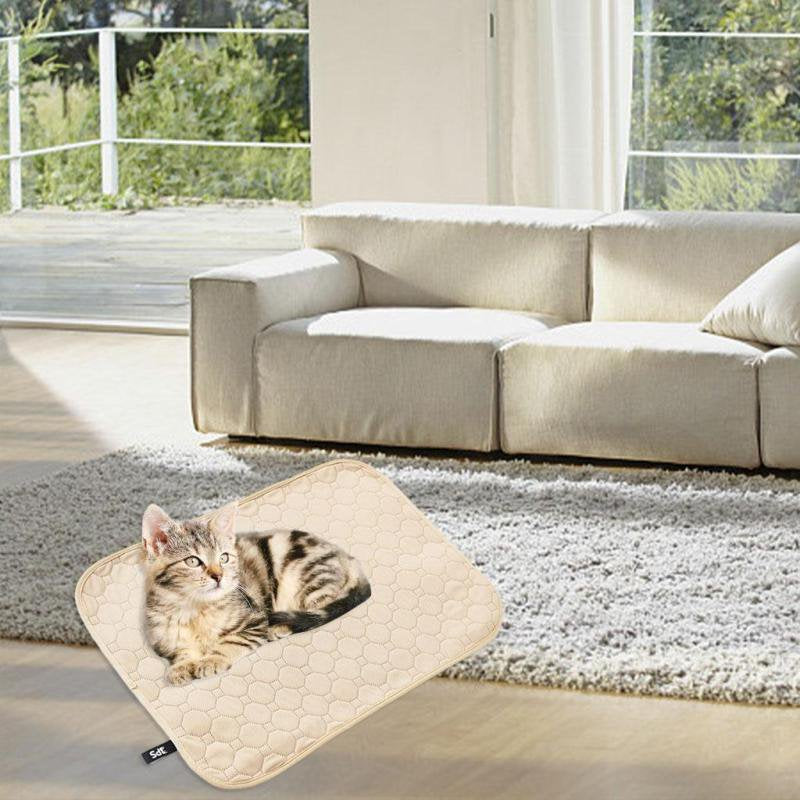 Cooling Cat Litter Mat Breathable Four-Layer Kitty Mats Non-Slip for Litter Boxes - Beige, L Animals & Pet Supplies > Pet Supplies > Cat Supplies > Cat Litter Box Mats Magideal