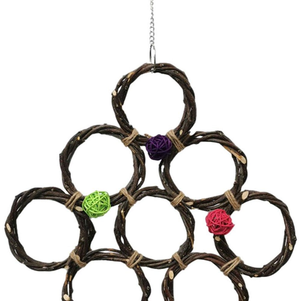 Bird Foraging Wall Bird Climbing Net Parrot Activity Parrot Hanging Standing Climbing Net Straw Braid for Cockatiel Birds Cage Accessories , with Cane Ball Animals & Pet Supplies > Pet Supplies > Bird Supplies > Bird Cage Accessories Menolana