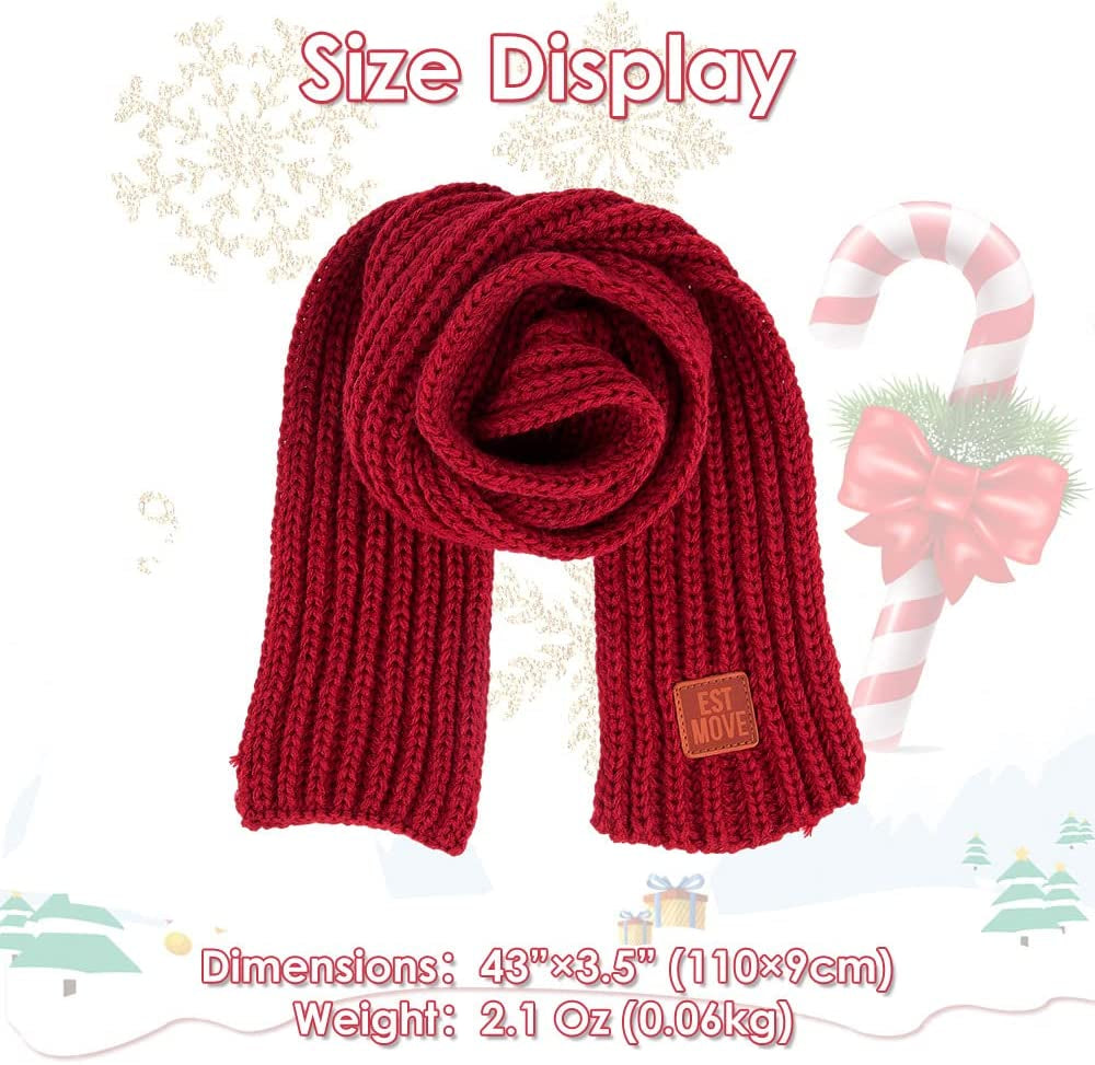 Slowton Dog Knitted Scarf, 2 Pack Dog Warm Bandanas, Winter Holiday Decoration Scarf for Small Medium Large Dogs (Red,Red) Animals & Pet Supplies > Pet Supplies > Dog Supplies > Dog Apparel SlowTon