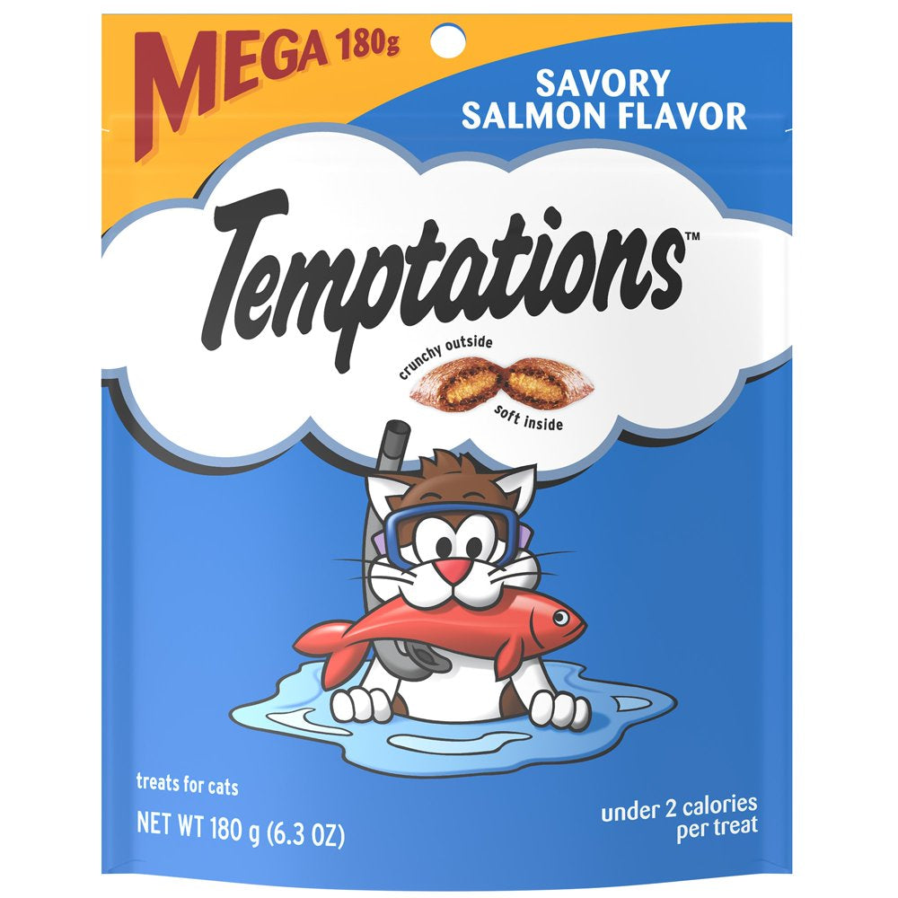 TEMPTATIONS Classic Crunchy and Soft Cat Treats Savory Salmon Flavor, 16 Oz. Tub Animals & Pet Supplies > Pet Supplies > Cat Supplies > Cat Treats Mars Petcare 6.3 oz