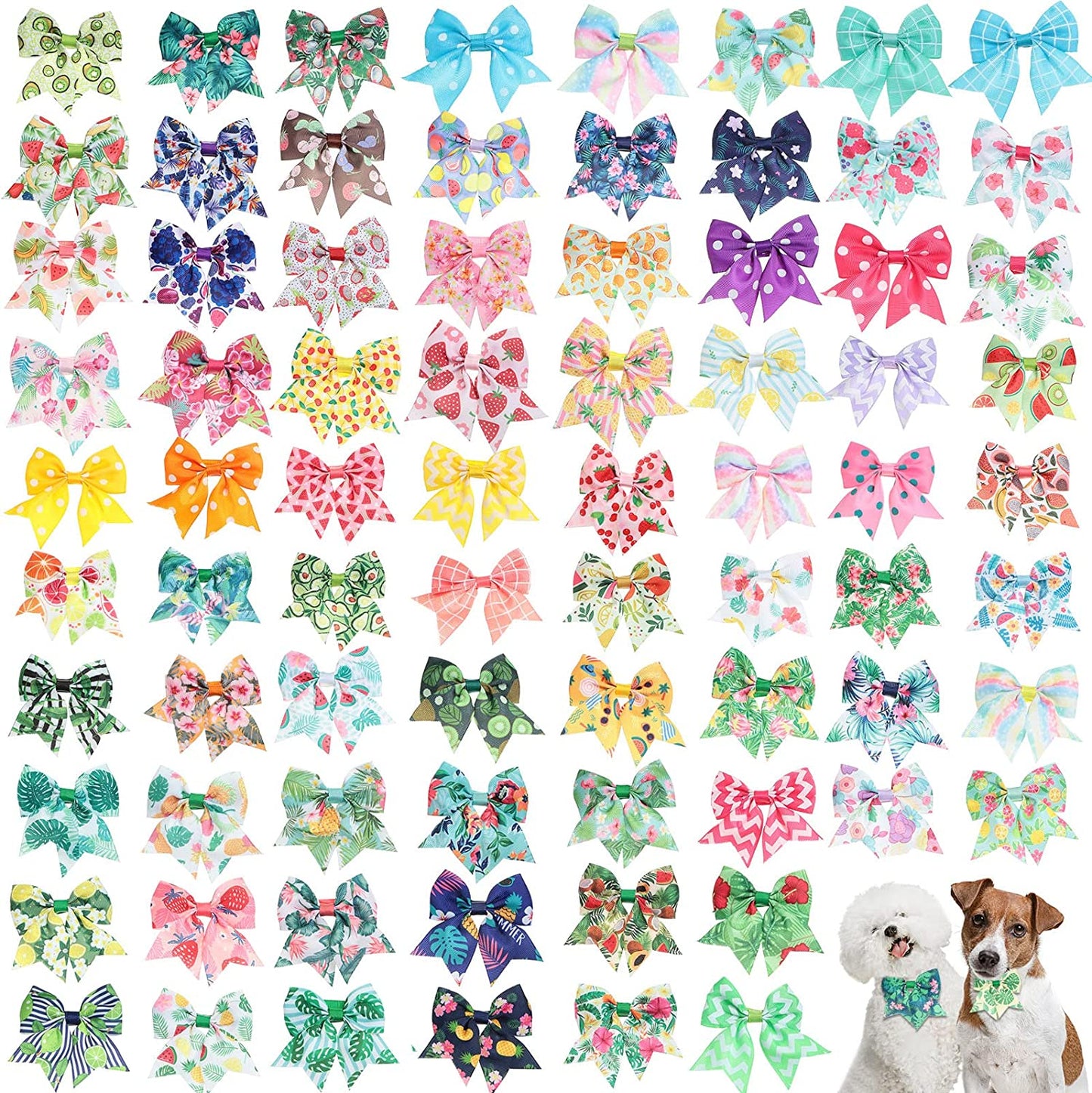80 Pcs Dog Bow Ties Assorted Pattern Dog Bowtie Adjustable Dog Collar Bows Cat Bowtie Collar Dog Bowknot for Small Medium Basic Puppy Pet Photography Festival Grooming Party (Plaid Tie) Animals & Pet Supplies > Pet Supplies > Dog Supplies > Dog Apparel Wesiti Floral Bowknot