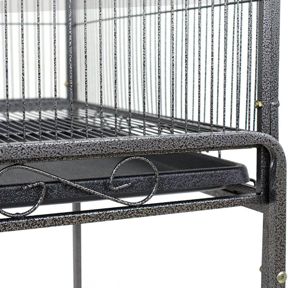 FINE MAKER 53" Bird Cage with Stand Large Rolling Bird Cage with 2 Perches 4 Feeders and Extra Storage Shelf Wrought Iron Frame Birdcage Animals & Pet Supplies > Pet Supplies > Bird Supplies > Bird Cages & Stands FINE MAKER