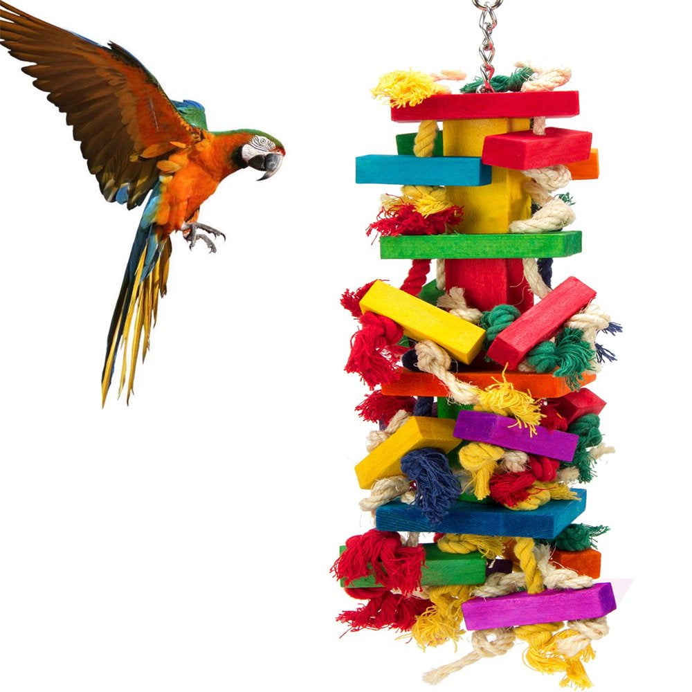 Extra Large Bird Parrot Toys - Multicolored Wooden Blocks Tearing Toys for Birds Suggested for Cockatoos African Grey Macaws, and a Variety of Parrots Animals & Pet Supplies > Pet Supplies > Bird Supplies > Bird Toys LJ B  
