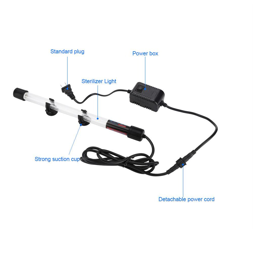 Mgaxyff Aquarium Fish Tank Submersible UV Germicidal Lamp Sterilizer Light US Plug110V-120V, Aquarium UV Germicidal Lamp,Aquarium Light Animals & Pet Supplies > Pet Supplies > Fish Supplies > Aquarium Lighting Mgaxyff