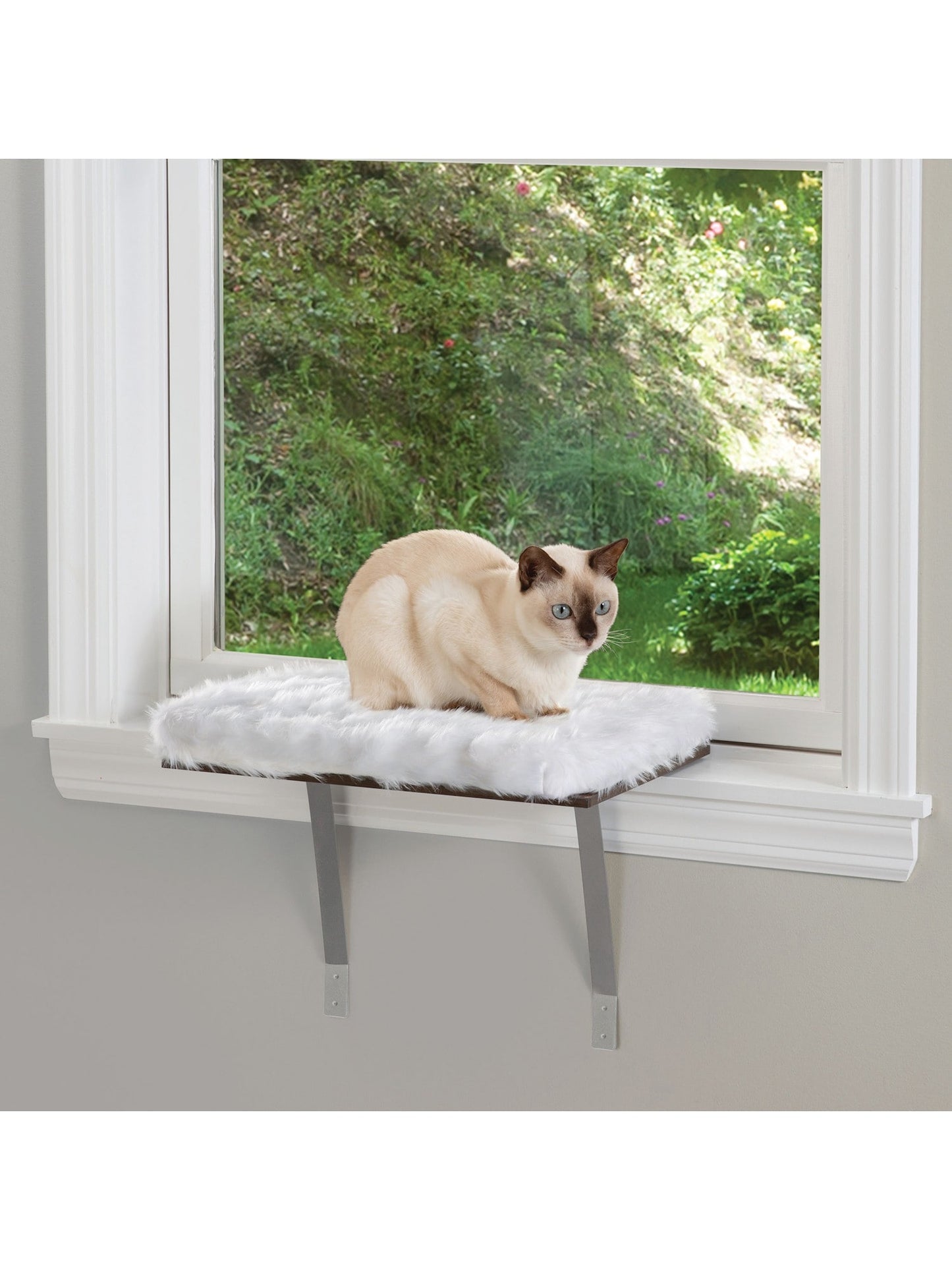 Etna Window Mount Cat Perch - Window Sill Shelf, Padded Cat Wall Bed, Space Saving Furniture for Pets, Removable Faux Sheepskin Cover, Holds 20-35 Pounds Animals & Pet Supplies > Pet Supplies > Cat Supplies > Cat Furniture ETNA