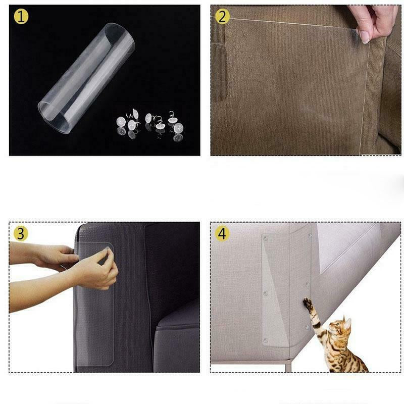 LNKOO 4PCS Furniture Defender Cat Scratching Guard, Furniture Protectors from Pets, anti Cat Scratch Deterrent with Pins for Protecting Your Upholstered Furniture, Clear Premium Claw Proof Pads Animals & Pet Supplies > Pet Supplies > Cat Supplies > Cat Furniture D13