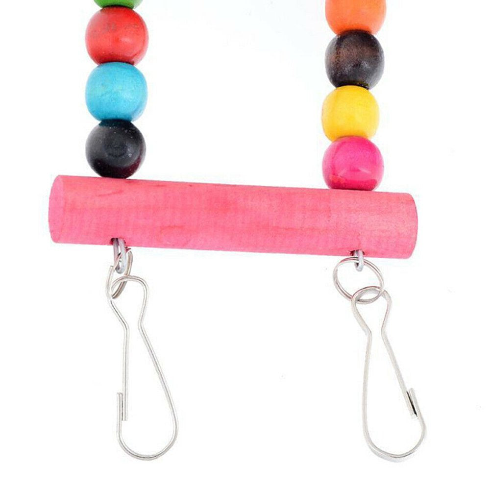 Walbest Multicolor Pet Ladder Bird Climbing Bite Toy for Bird Parrot Macaw African Greys Budgies Cockatiels Parakeet Hamster Rat Crawling Rainbow Bridge Wooden Cage Funny Perch Trainning Swing Toy Animals & Pet Supplies > Pet Supplies > Bird Supplies > Bird Toys Walbest