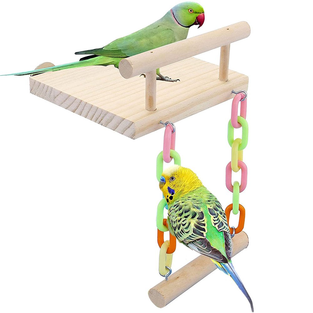 Bird Perch Stand Toy, Parrot Bird Cage Platform & Swing Gym Accessories for Parakeets Cockatiels, Conures, Macaws, Finches Animals & Pet Supplies > Pet Supplies > Bird Supplies > Bird Cages & Stands OTTWN   