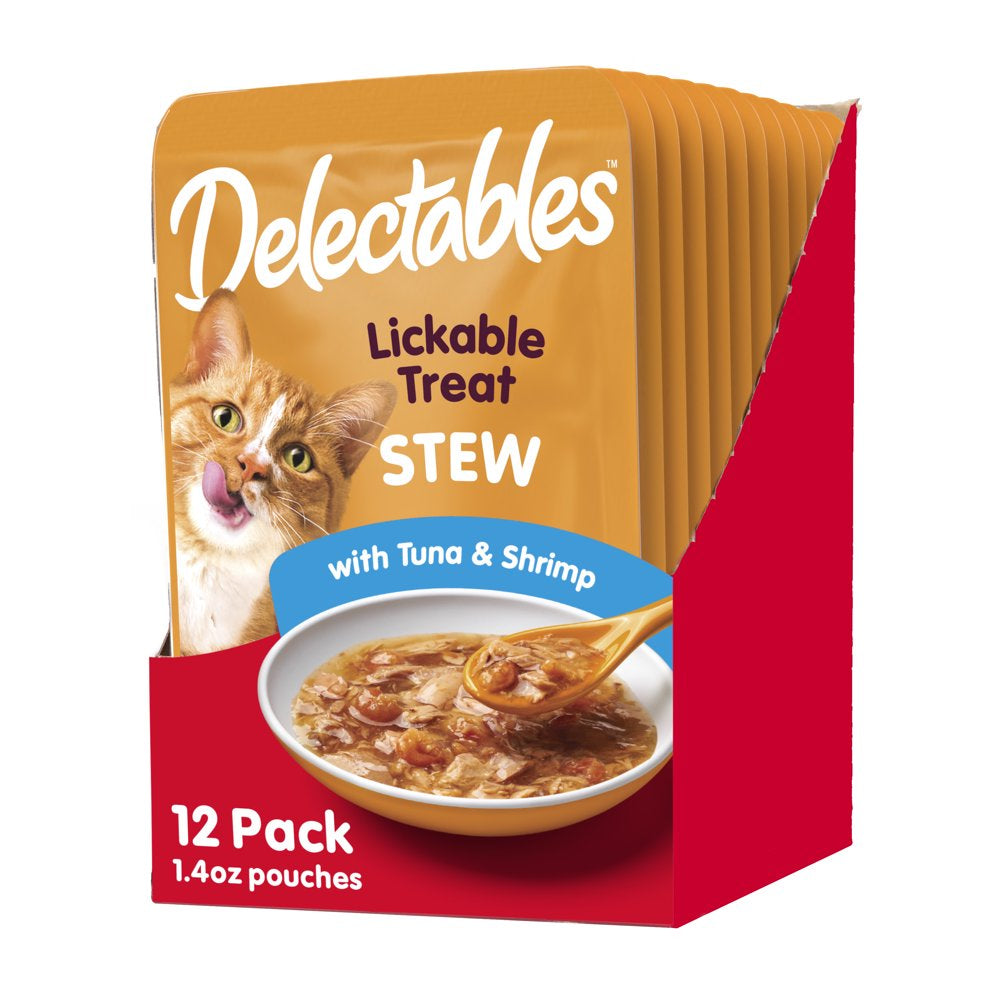 Hartz Delectables Stew Lickable Wet Cat Treats Variety Pack, 12 Pack Animals & Pet Supplies > Pet Supplies > Cat Supplies > Cat Treats Hartz Mountain Corp Tuna & Shrimp 12