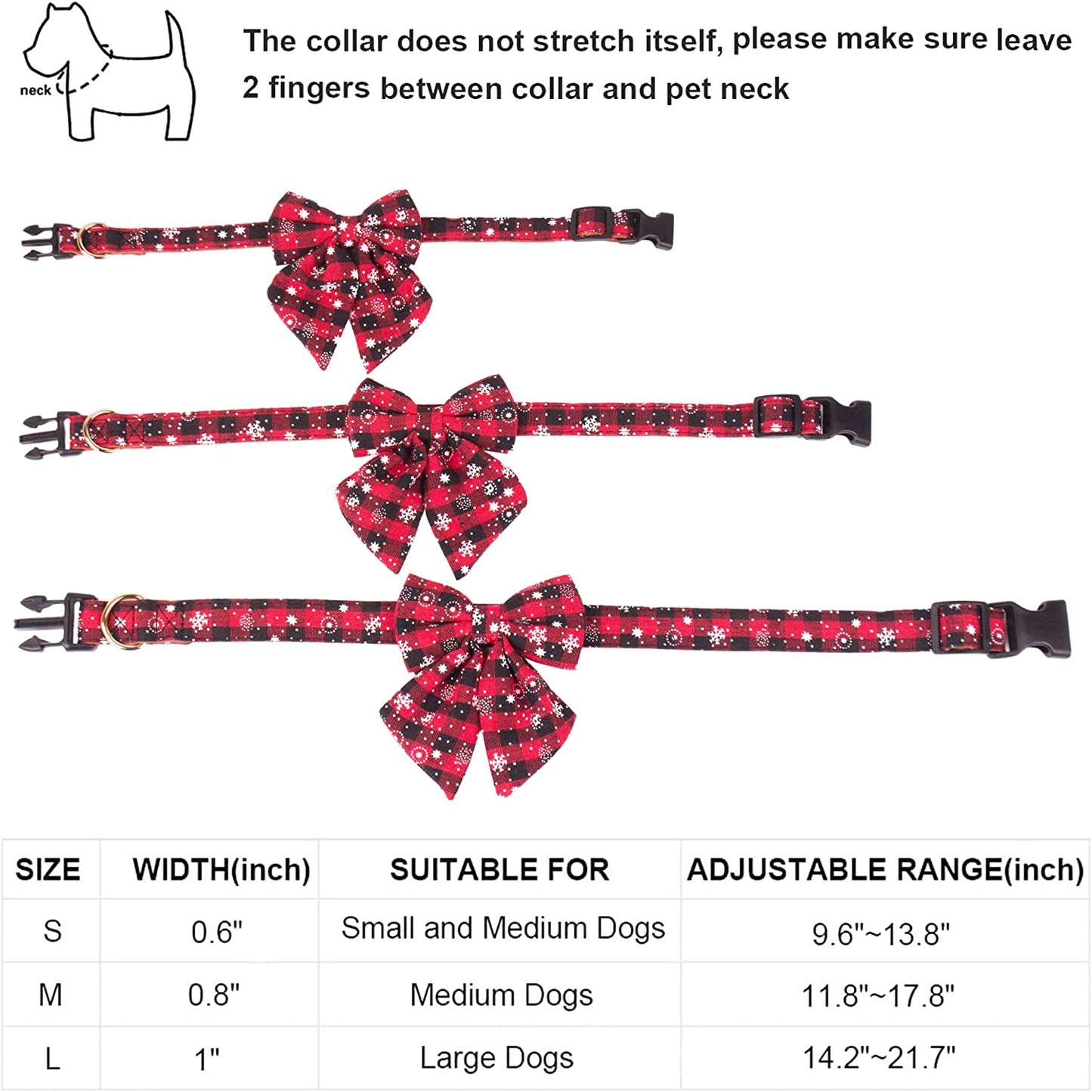 ADOGGYGO 2 Pack Christmas Dog Collar with Bow Tie, Classic Plaid Red Green Dog Collars with Removable Bowtie Christmas Collars for Small Medium Large Dogs Pets (Large) Animals & Pet Supplies > Pet Supplies > Dog Supplies > Dog Apparel ADOGGYGO