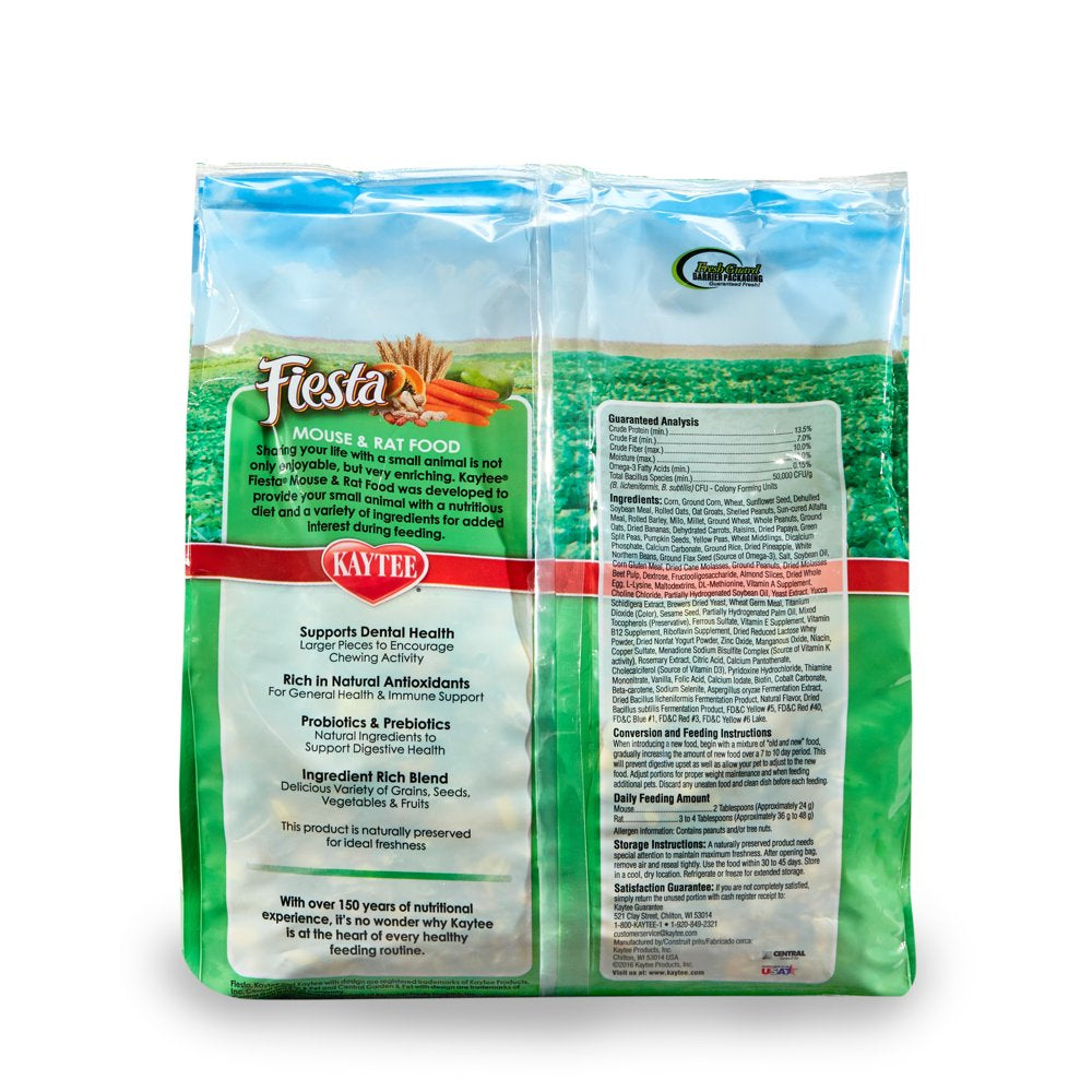 Kaytee Fiesta Mouse and Rat Food 4.5 Lb, Fortified Gourmet Diet Animals & Pet Supplies > Pet Supplies > Small Animal Supplies > Small Animal Food Central Garden and Pet